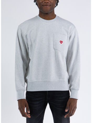 FELPA HEART POCKET SWEAT, 482XX ASH HEATHER, small
