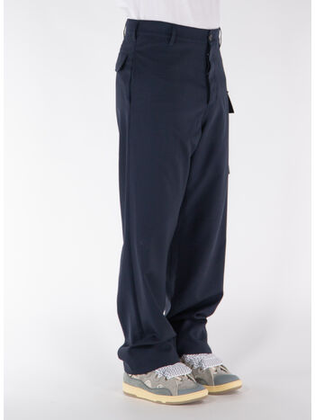 PANTALONI IN FRESCO LANA CON TASCHE CARGO, 00B99 BLUBLACK, small