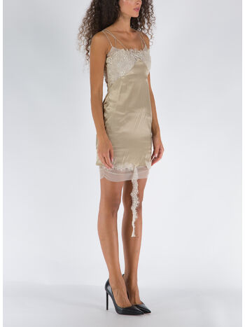 ABITO DOUBLE LINGERIE DRESS, 0101 CAMEL, small