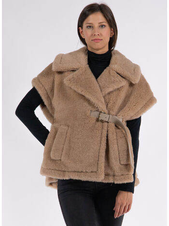 CAPPA GILET IN TESSUTO TEDDY, 001, small
