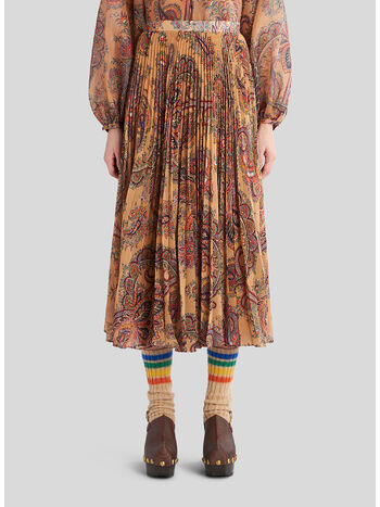 GONNA MIDI PLISSÉ IN GEORGETTE, 800, small