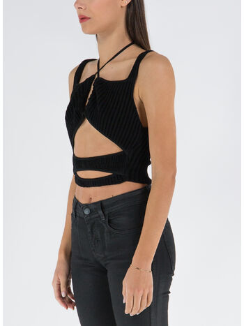TOP RIBBED KNIT VELVET CUT-OUT, 004 BLACK, small