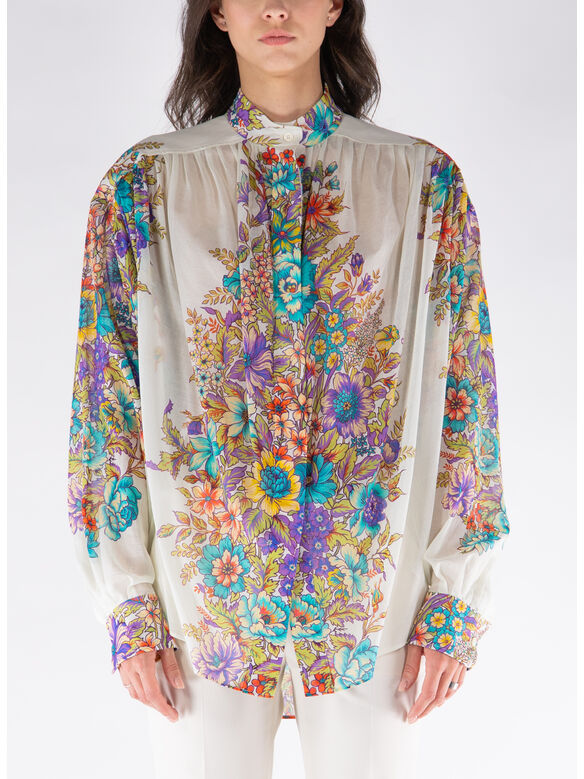 CAMICIA IN COTONE CON STAMPA, X0800 BIANCO, medium