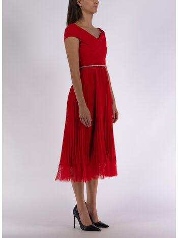 ABITO MIDI CHIFFON OFF SHOULDER, RED, small