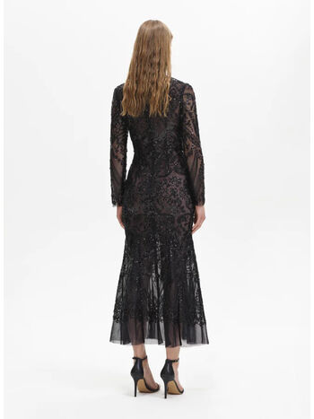 ABITO LUNGO CON RICAMO PAISLEY, BLACK, small