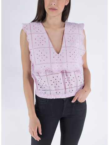 TOP BRODERIE ANGLAISE RHYTHM COLLAR, 545 PINK TULLE, small