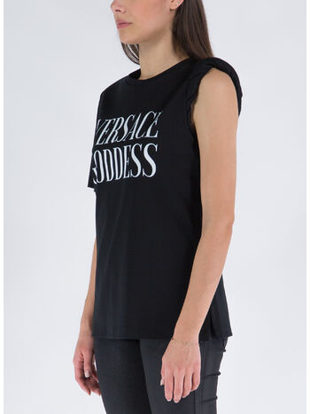 T-SHIRT STAMPA GODDES, 1B000 NERO, small