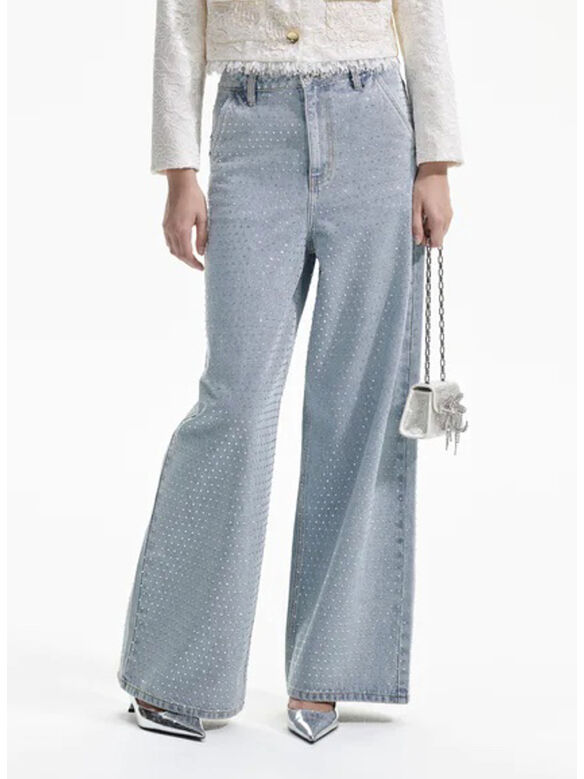 JEANS BLUE RHINESTONE WIDE LEG, BLUE, medium