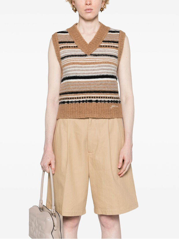 GILET SOFT WOOL STRIPE, 177 TIGER'S EYE, large