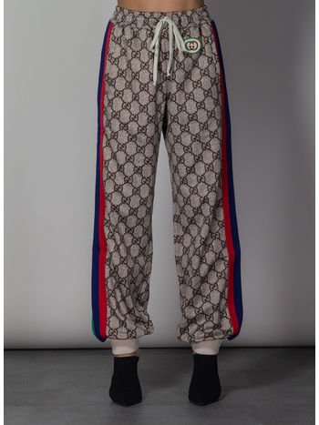 PANTALONE DA JOGGING STAMPA GG SUPREME, 2270BEIGEEBONYMC, small