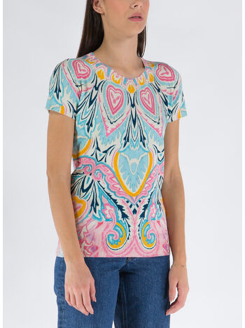T-SHIRT A MANICHE CORTE CON STAMPA ALL-OVER, 260 MULTICOLOR, small