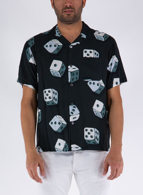 CAMICIA DICE PATTERN, BLACK, large