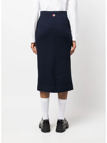 GONNA BELOW THE KNEE SKIRT IN TONAL CHECKERED, 415 NAVY, small