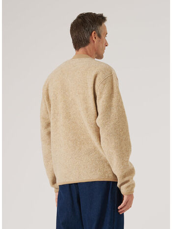 GIUBBOTTO RUST WOOL FLEECE ZIP BOMBER, FAWN, small
