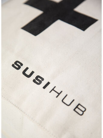 TOTE BAG CANVAS L BLACK SIGN, BLACK, small