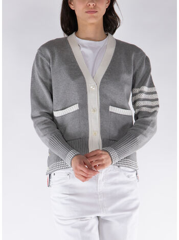 CARDIGAN V NECK 4-BAR, 055 LT GREY, small