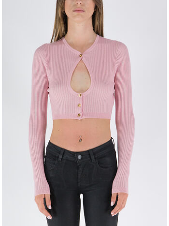 CARDIGAN CROP MEDUSA CUTOUT, 1PG40 ENGLISH ROSE, small