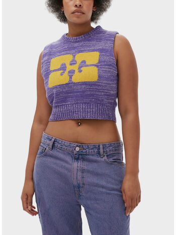GILET GRAPHIC CROPPED VEST, 520 PURPLE WINE, small