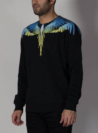 FELPA WINGS REGULAR CREWNECK, BLACK/LIME, small