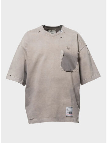 T-SHIRT SUN FADED V-NECK, BEIGE, small