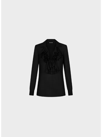 BLUSA CON COLLO A VOLANT, LB999 BLACK, small