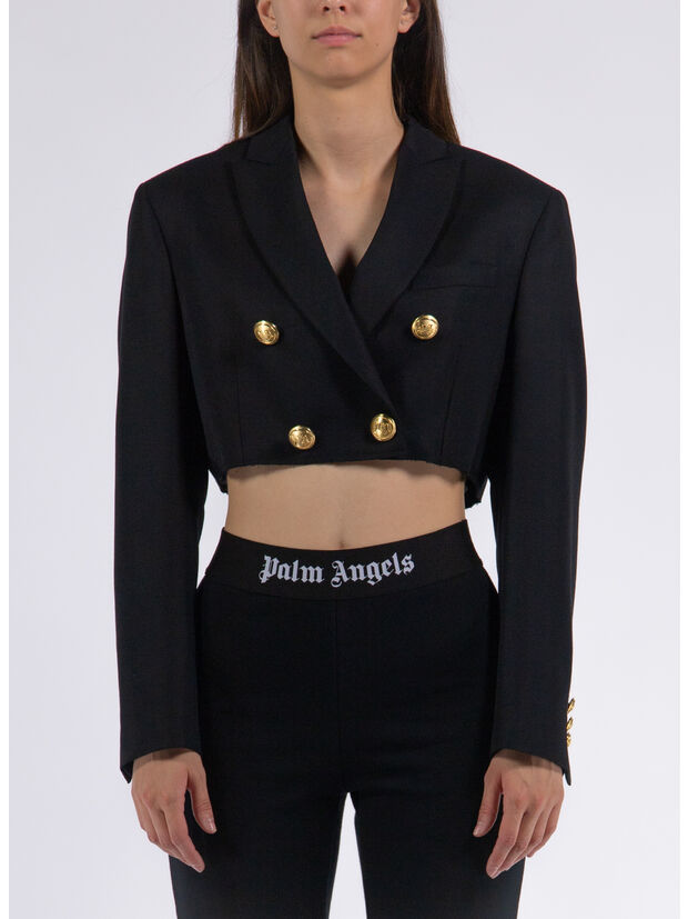 GIACCA CROPPED BOYFRIEND BLAZER, 1076 BLACK GOLD, large