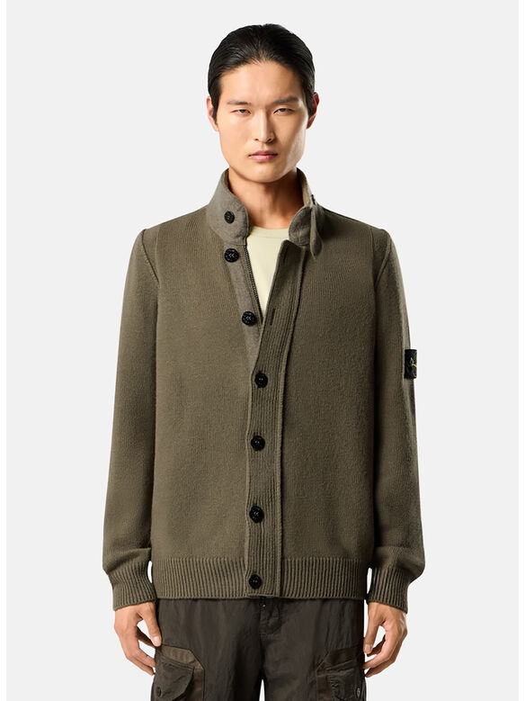 CARDIGAN LAMBSWOOL, V005G MILITARYGREEN, medium