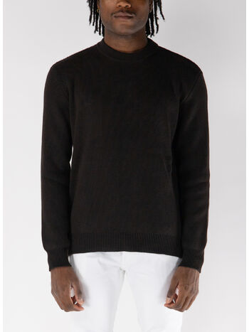 MAGLIONE GIROCOLLO CON LOGO RICAMATO, 90111 BLACK COFFEE, small