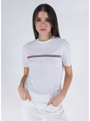 T-SHIRT SHORT SLEEVE TEE W/ RWB STRIPE, 100 WHITE, small