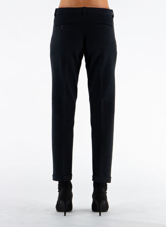 PANTALONE CHINO FELPA, 001NERO, small