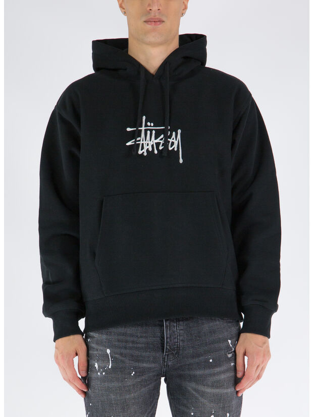 FELPA BASIC APPLIQUE HOOD, BLACK, large