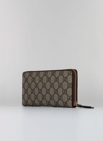 PORTAFOGLIO CON CERNIERA IN TESSUTO  GG SUPREME, 8526BEIGEEBONYCUIR, small
