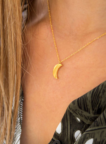 COLLANA KUKO NECKLACE MOON, GOLD, small