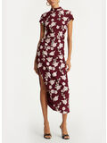 ABITO LUNGO MESH ASYMMETRIC FLOWER PRINT, 2934 ZINFANDEL, thumb