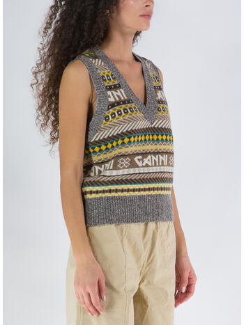 GILET LOGO WOOL MIX, 531 PALE KHAKI, small