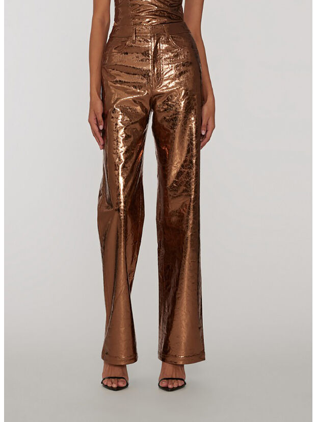 PANTALONE HIGH WAIST TEXTURED, 18-1029 TOASTED COCONUT, large