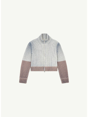 CARDIGAN A COLLO ALTO CON ZIP, 001S, small