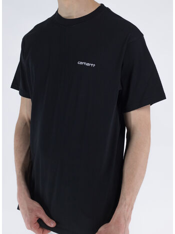 T-SHIRT SCRIPT EMBROIDERY, 0D2XX BLACK/WHITE, small