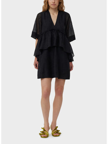 ABITO CRINKLED GEORGETTE FLOUNCE MINI, 099 BLACK, small