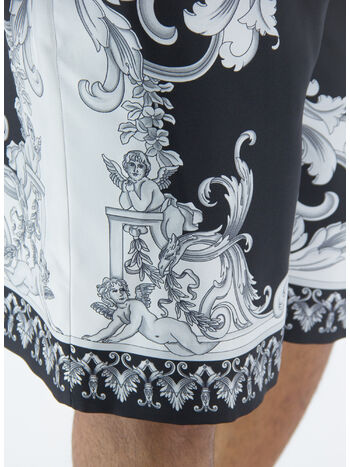 SHORTS IN SETA SILVER BAROQUE, 5B040 NERO/BIANCO, small