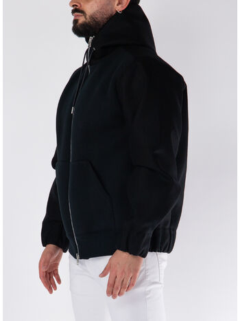 GIACCA FULL ZIP CON CAPPUCCIO, 001 BLACK, small