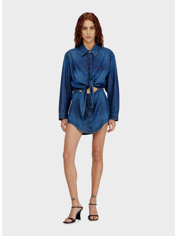 ABITO CORTO IN DENIM LAVAGGIO PULITO, 01, medium