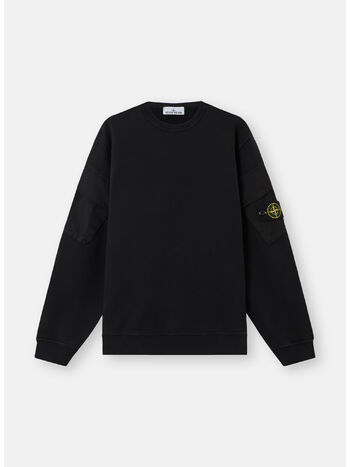 FELPA GIROCOLLO BRUSHED ORGANIC COTTON FLEECE, V0029 BLACK, small