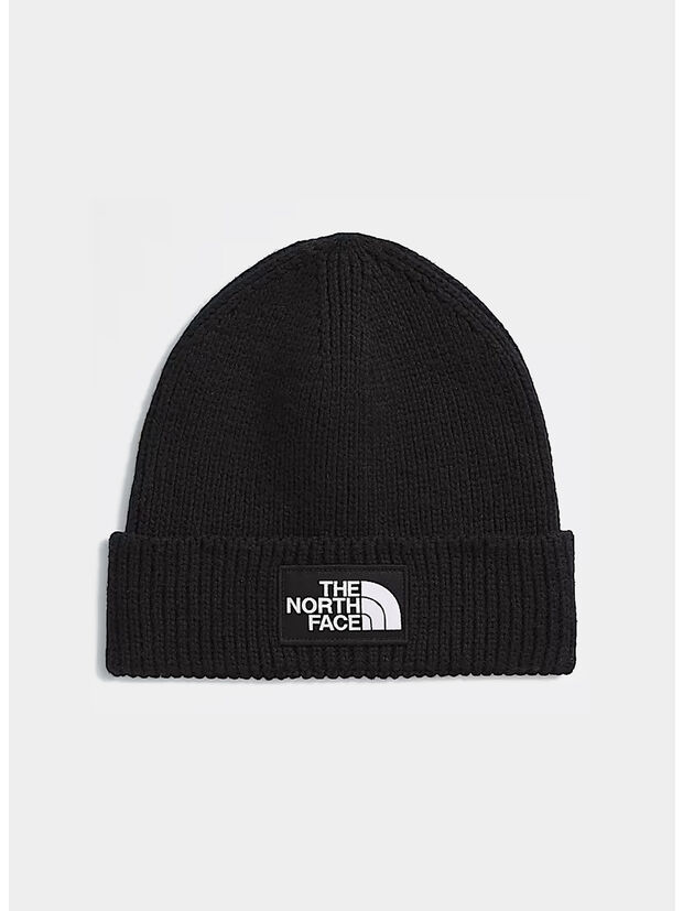 CAPPELLO IN MAGLIA CON RISVOLTO E LOGO BOX TNF, JK31 TNF BLACK, large