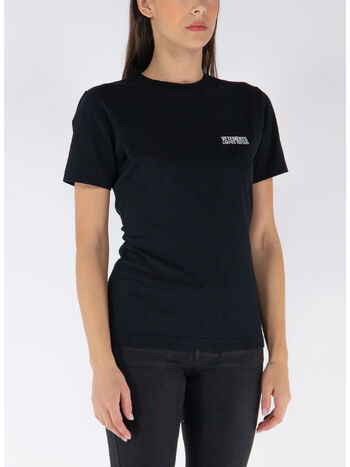 T-SHIRT EMBROIDERED LOGO FITTED, BLACK, small