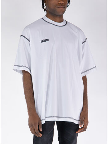 T-SHIRT INSIDE-OUT EMBROIDERED LOGO, WHITE, small