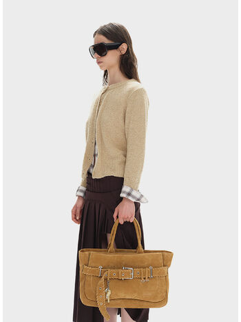 BORSA TOTE BROCLE, TOFFEE FRINGE, small