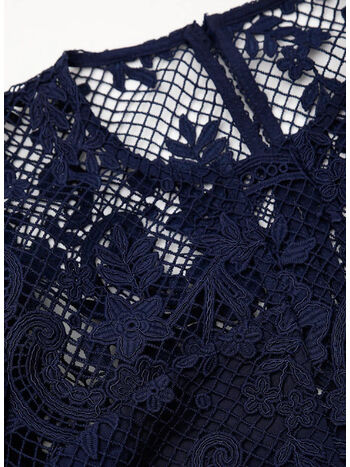 ABITO MIDI IN PIZZO, NAVY, small