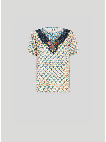 TOP IN CADY CON MOTIVI FLOREALI, 250, small