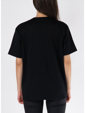 T-SHIRT GIROCOLLO CON STAMPA FRONTALE, BLACK, small